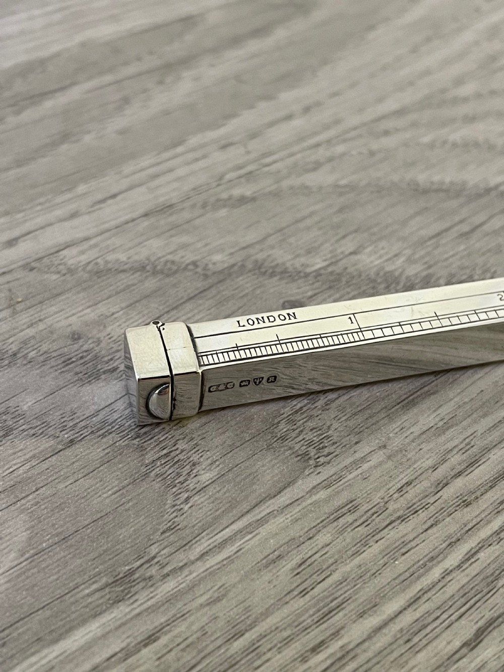 Rare Late Victorian Solid Silver 10 inch Ruler Pencil Case by Cohen and Charles, Chester 1900 View III