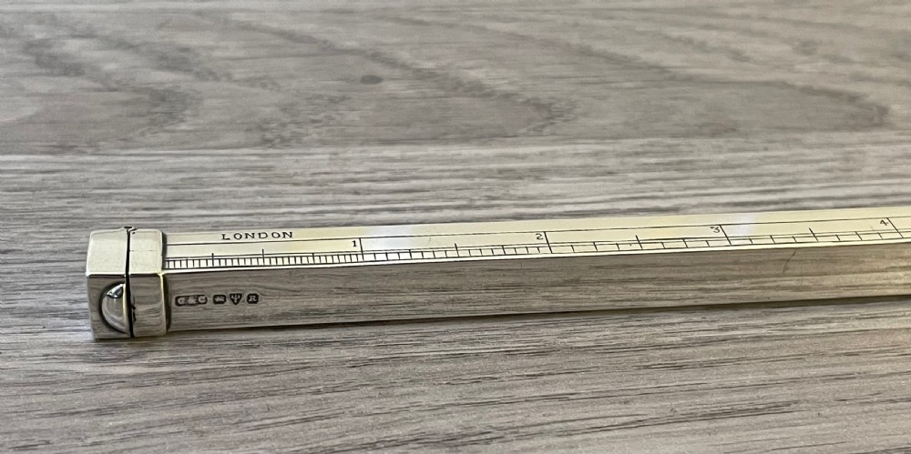 Rare Late Victorian Solid Silver 10 inch Ruler Pencil Case by Cohen and Charles, Chester 1900 View VIII
