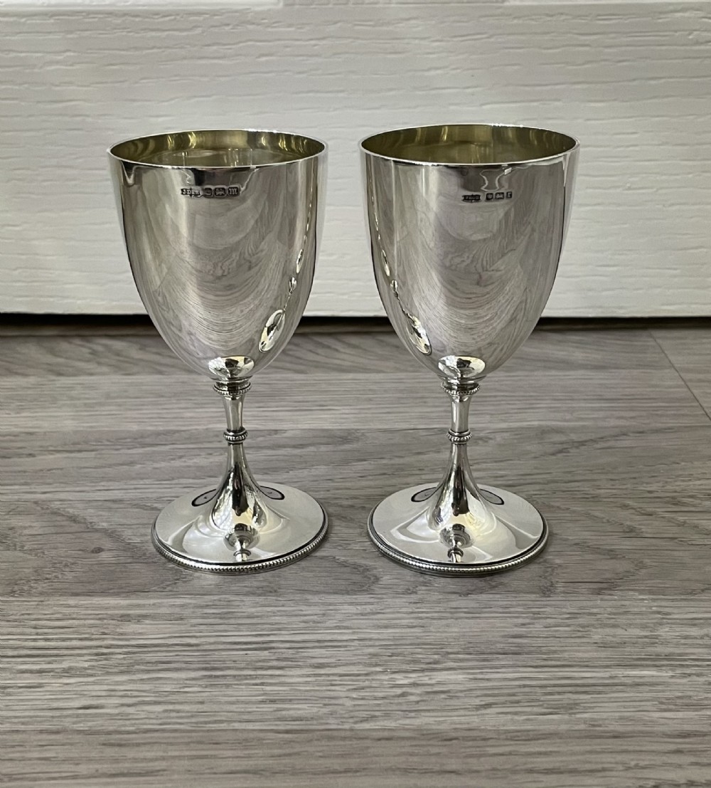 Pair of Edwardian Solid Silver Goblets