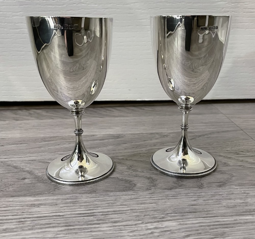 Pair of Edwardian Solid Silver Goblets View II