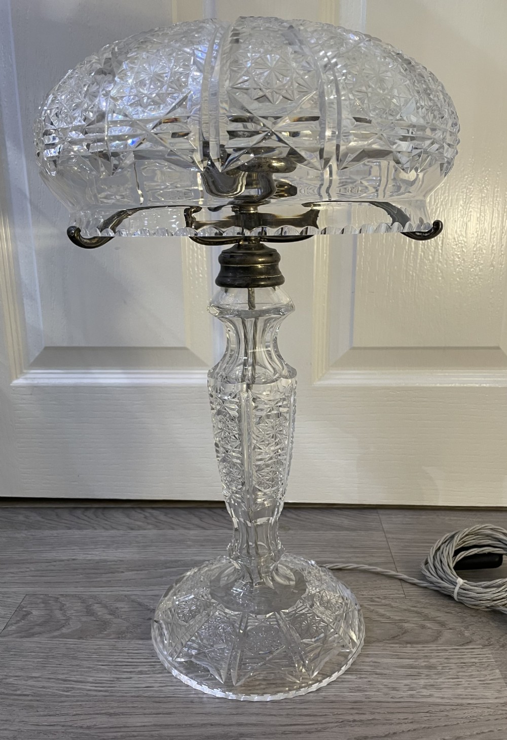 Impressive Twin Bulb Cut Glass Mushroom Lamp View III