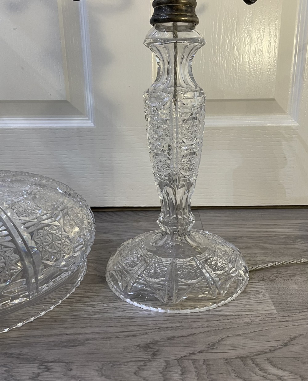 Impressive Twin Bulb Cut Glass Mushroom Lamp View VII
