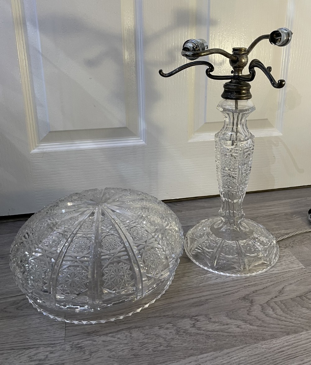 Impressive Twin Bulb Cut Glass Mushroom Lamp View VIII