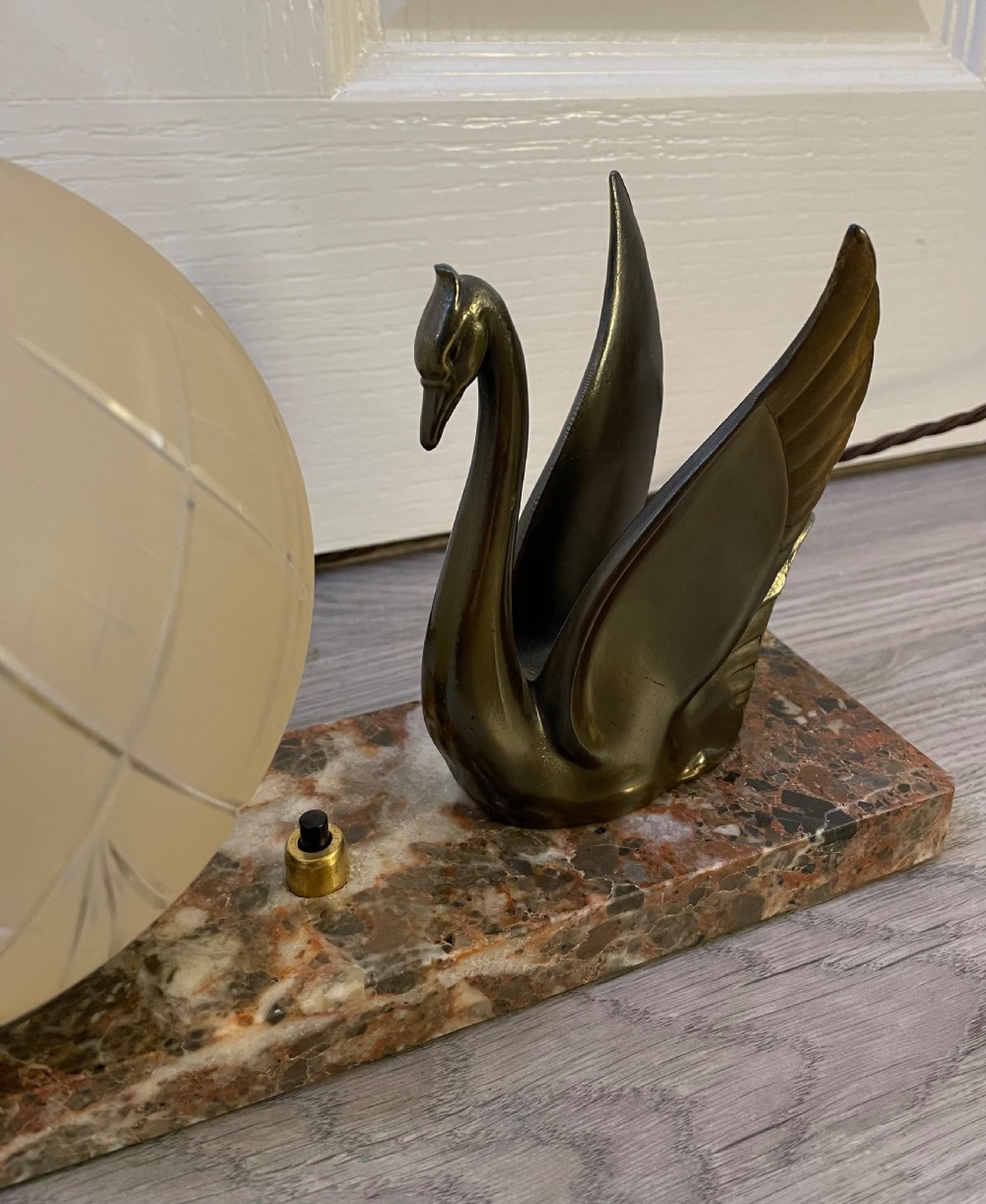 French Art Deco Marble and Spelter Mood Lamp View III