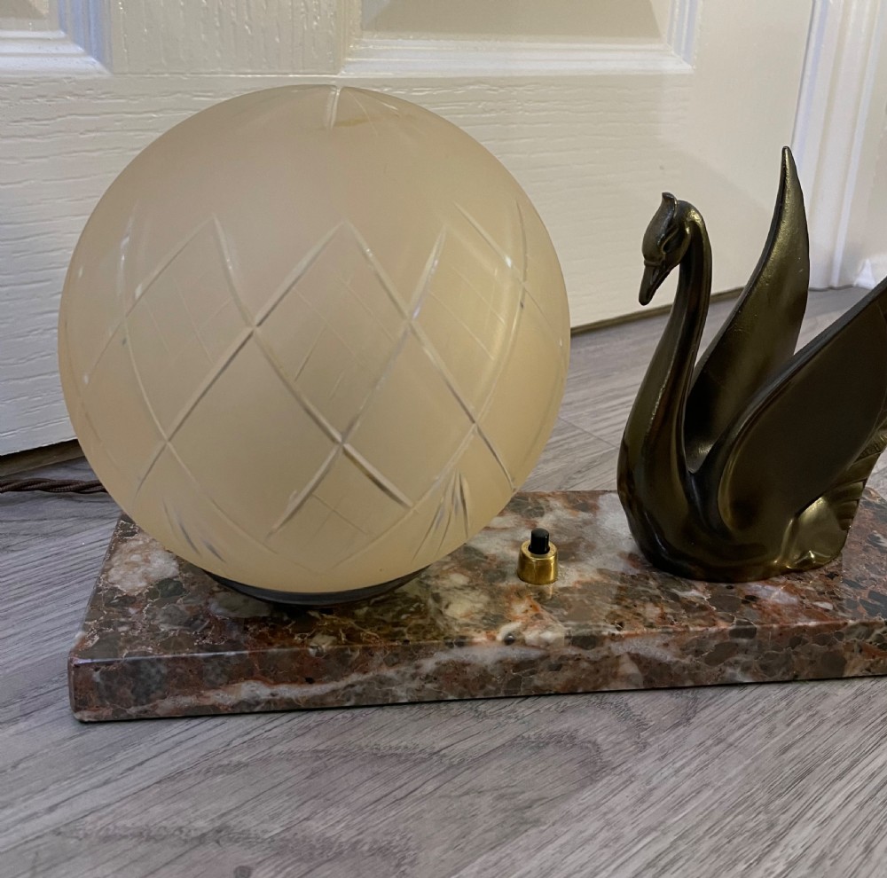 French Art Deco Marble and Spelter Mood Lamp View IV