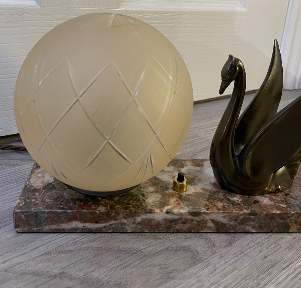 French Art Deco Marble and Spelter Mood Lamp View V