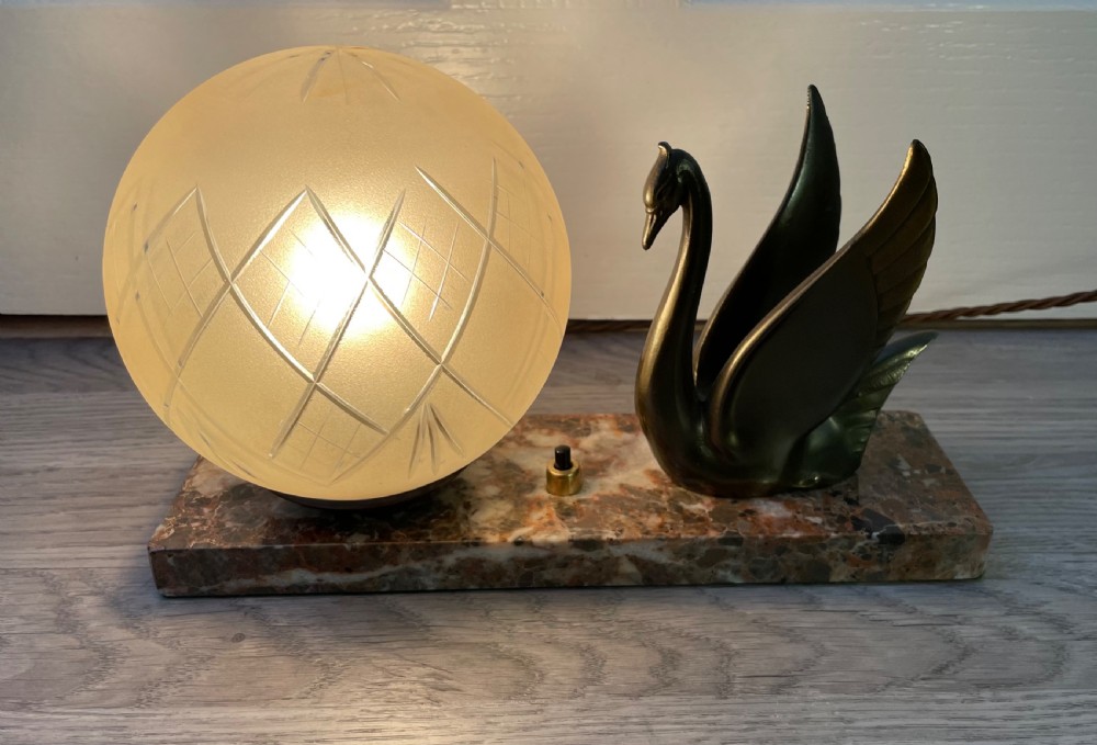 French Art Deco Marble and Spelter Mood Lamp View VI