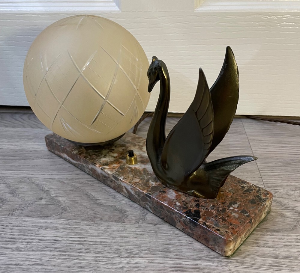 French Art Deco Marble and Spelter Mood Lamp View VII