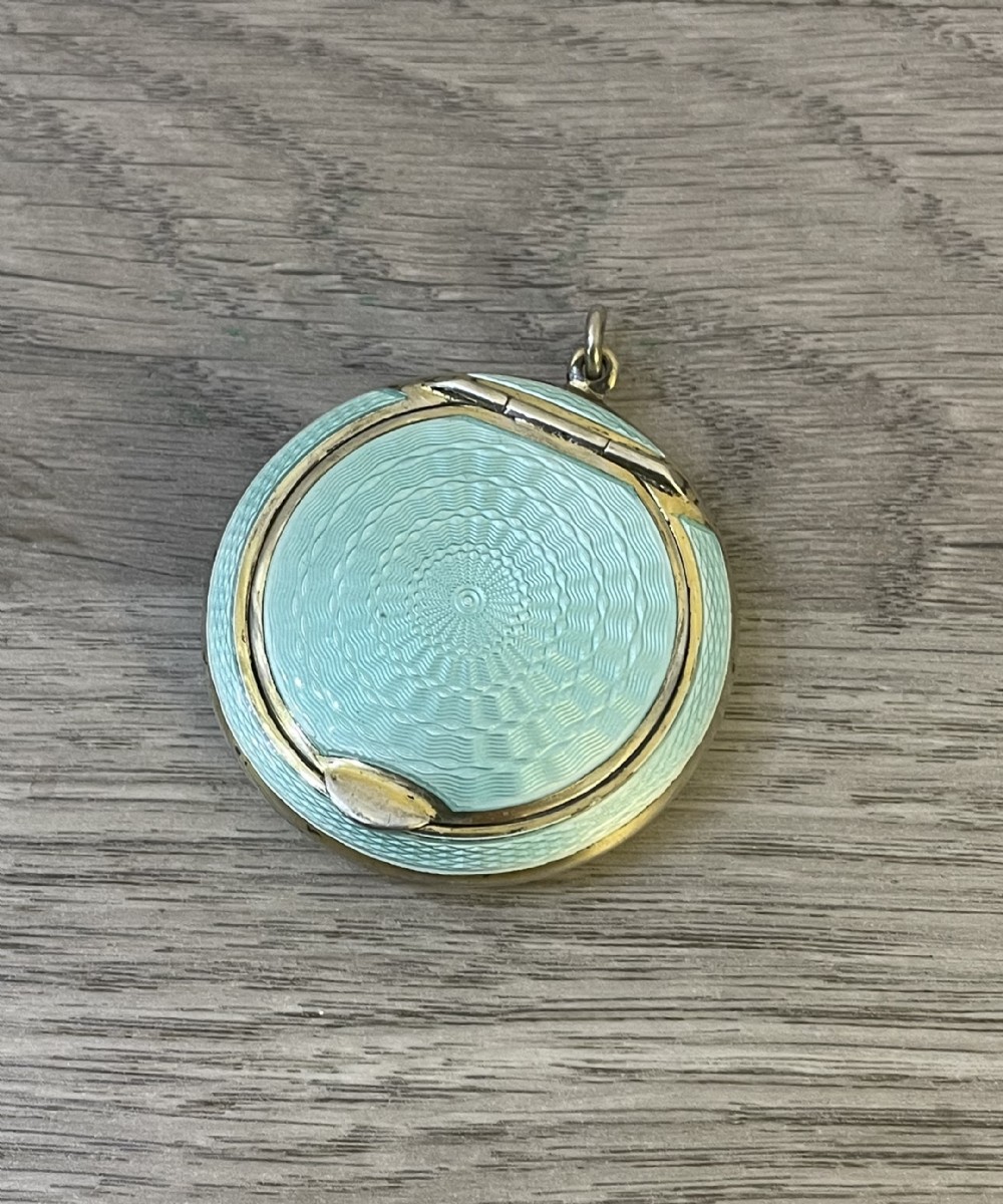 Beautiful Edwardian Silver Gilt & Blue Enamel Compact by Horton & Allday