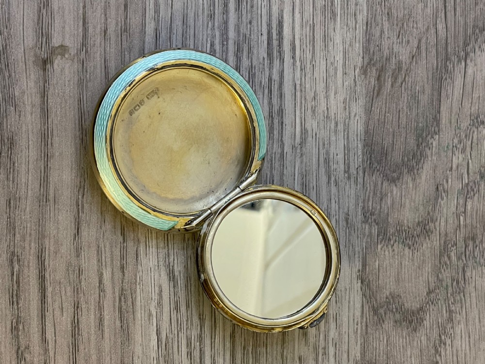 Beautiful Edwardian Silver Gilt & Blue Enamel Compact by Horton & Allday View III