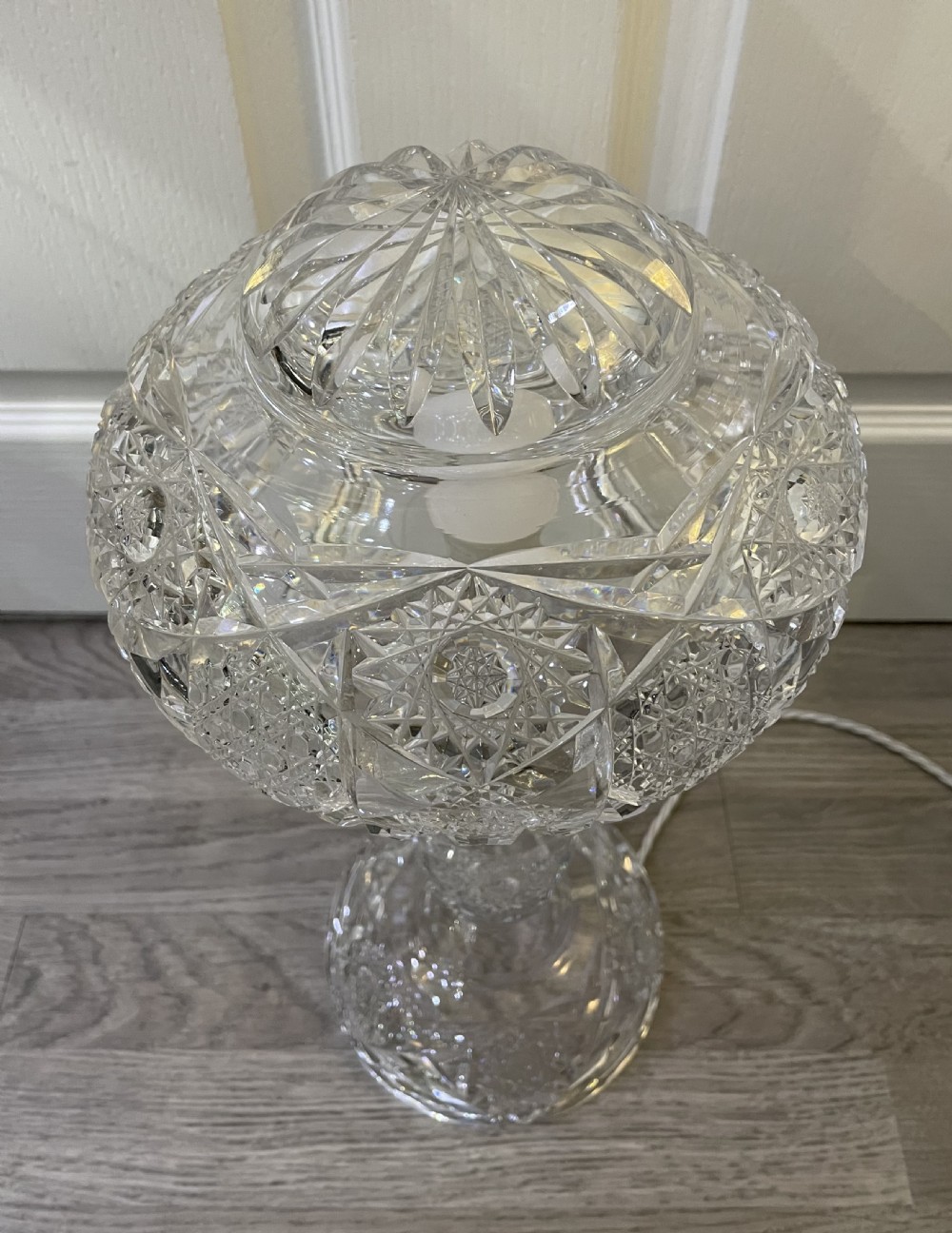 Quality 1930s Single Bulb Cut Glass Mushroom Lamp View VI