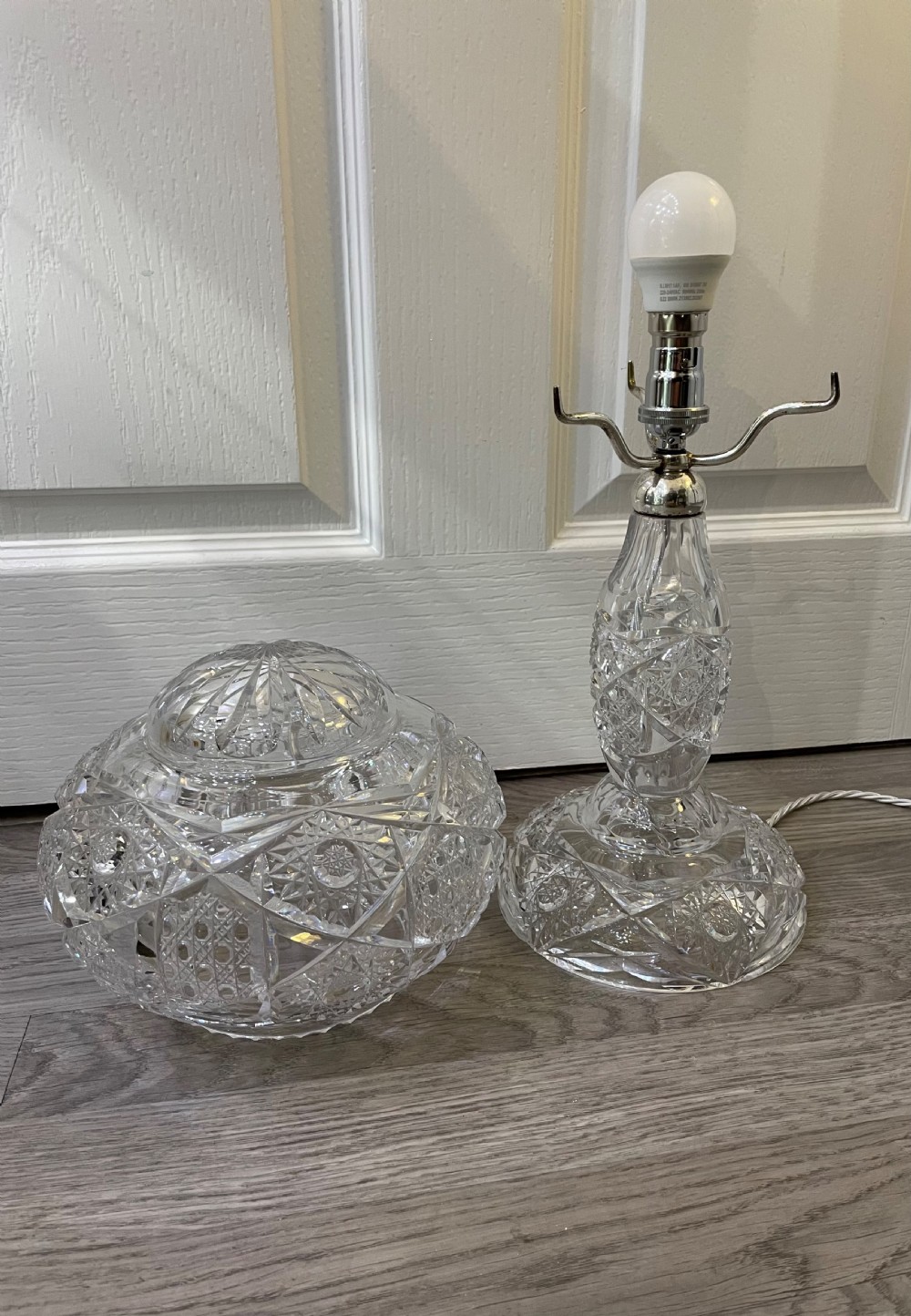 Quality 1930s Single Bulb Cut Glass Mushroom Lamp View VII
