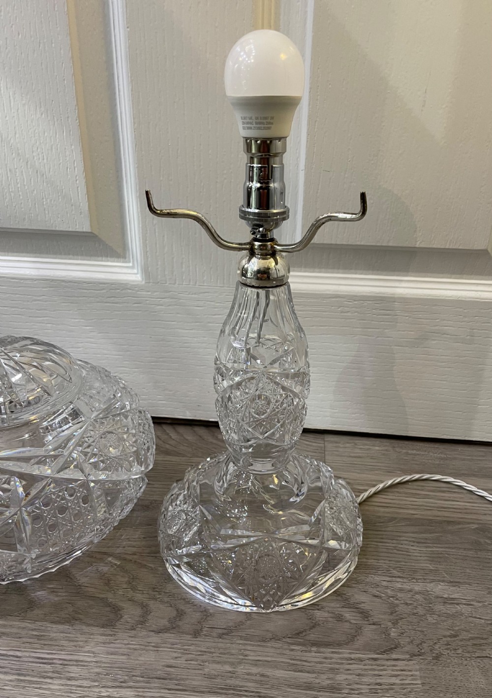 Quality 1930s Single Bulb Cut Glass Mushroom Lamp View VIII