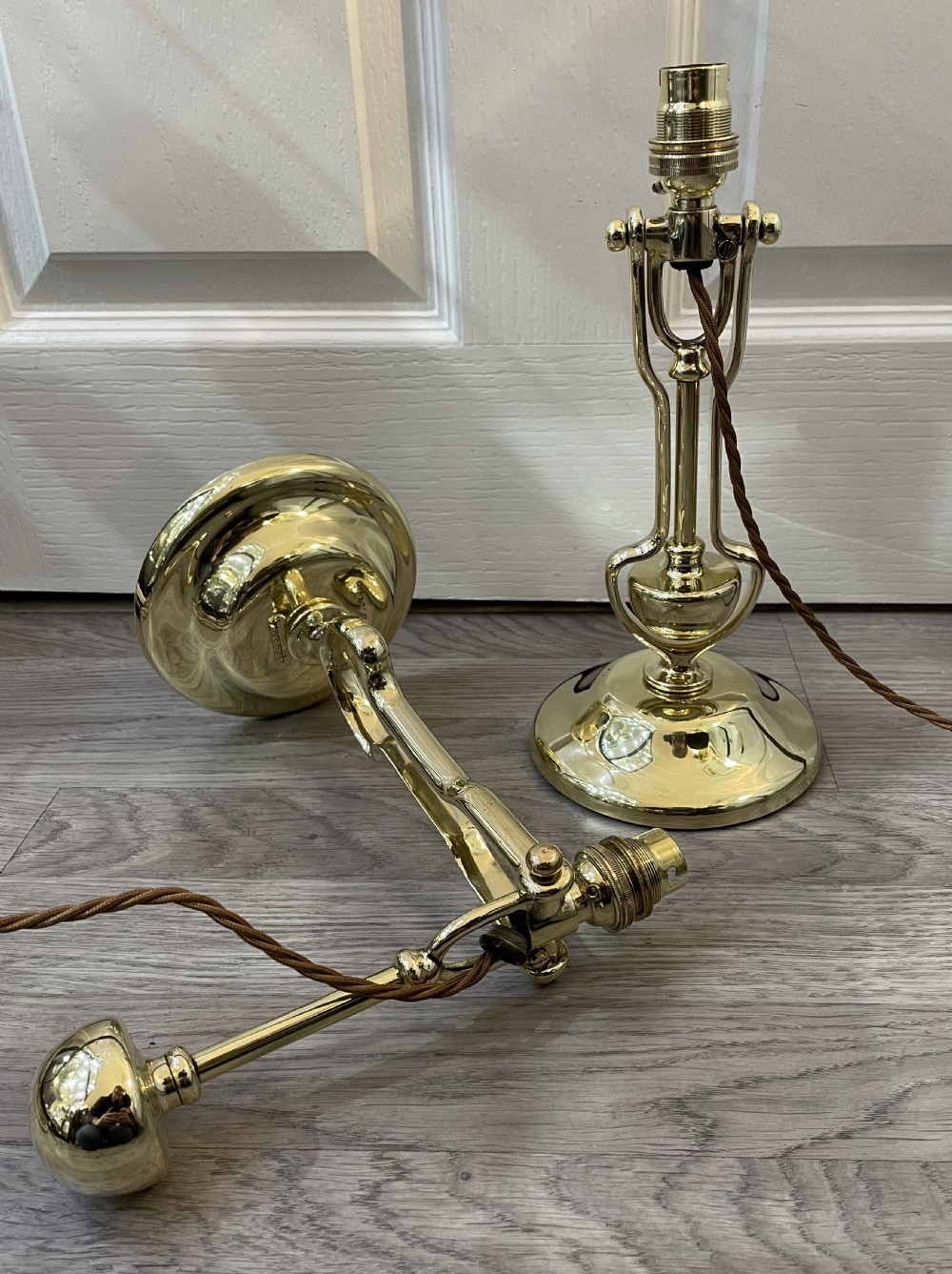 Good Pair of Solid Brass Gimbal Lamps View V