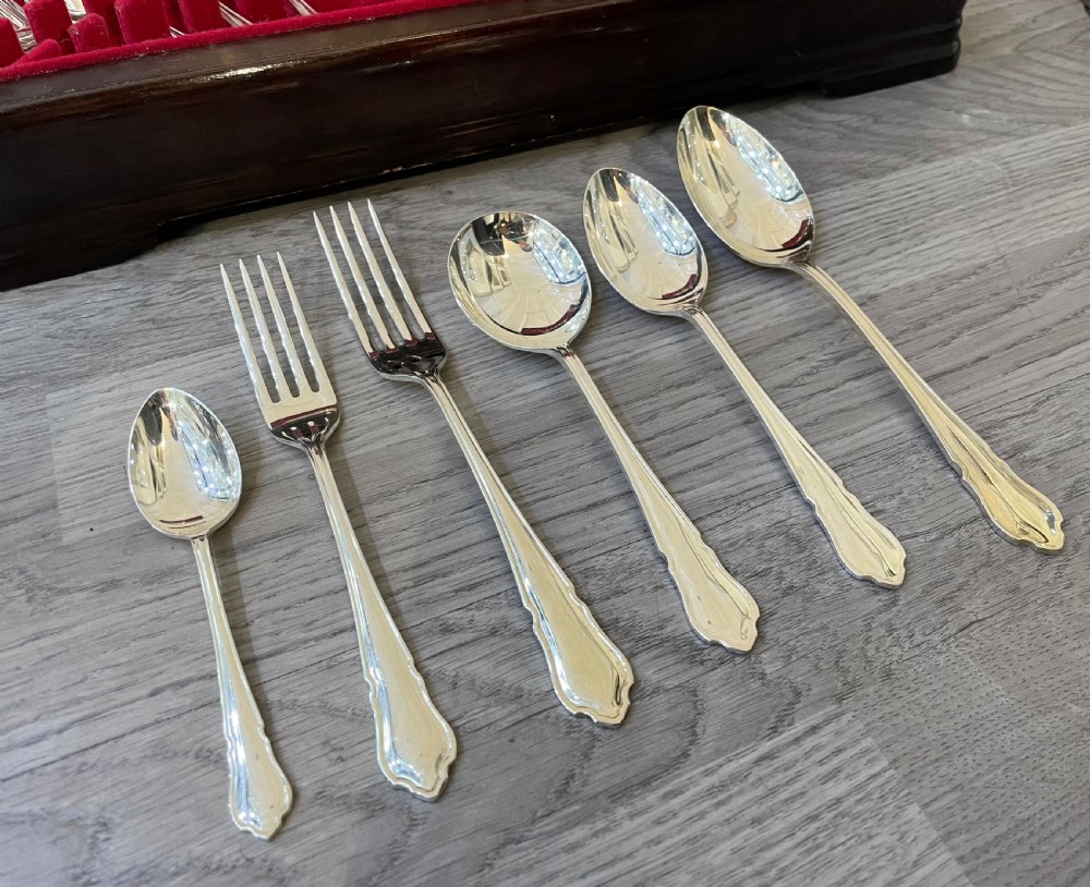 Solid Silver Canteen for Eight Persons, by Walker & Hall View V