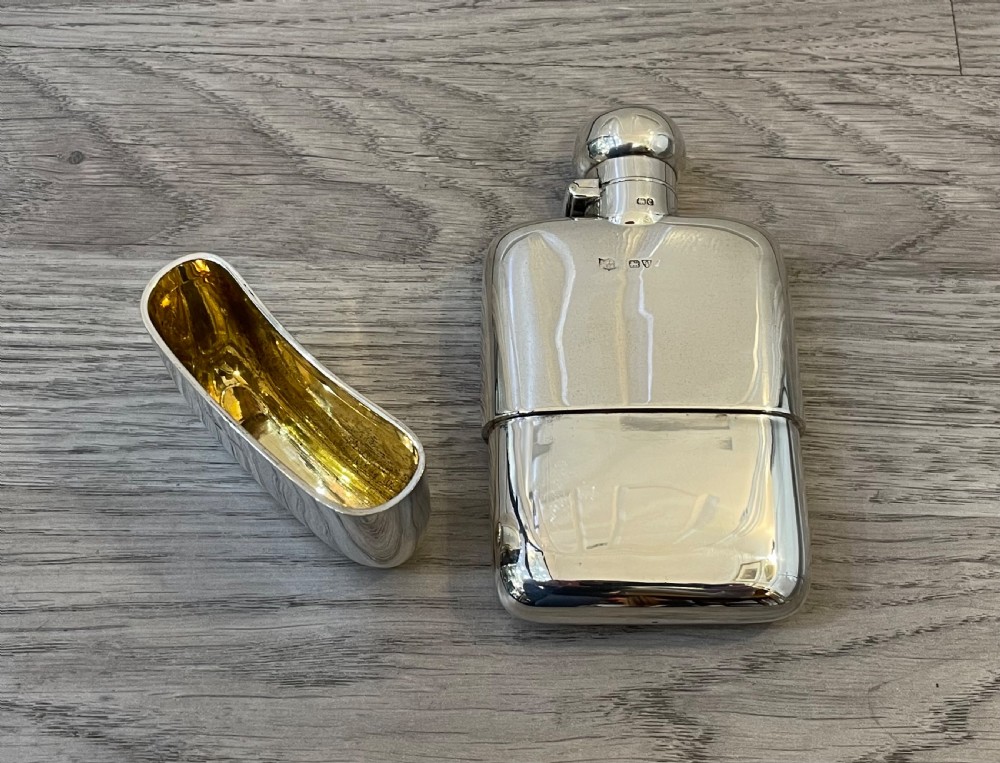 George V Solid Silver Hip Flask, Chester 1928 View VI