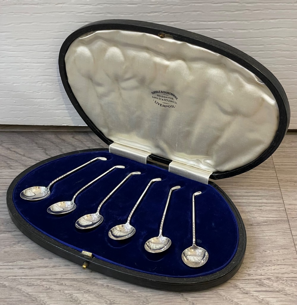 Novelty Set Silver Teaspoons, Golf Clubs, by Levi & Salaman, Birmingham 1922