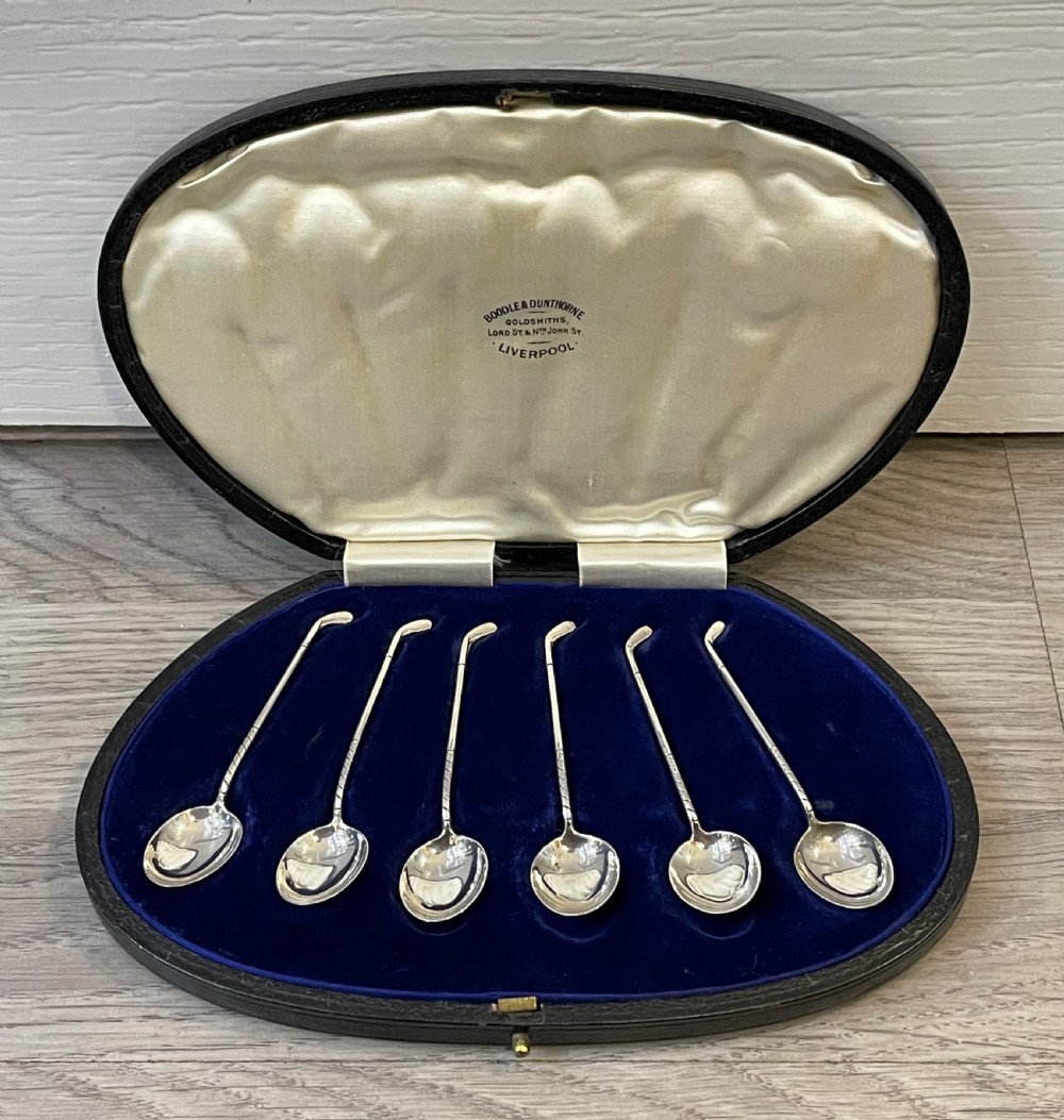 Novelty Set Silver Teaspoons, Golf Clubs, by Levi & Salaman, Birmingham 1922 View II