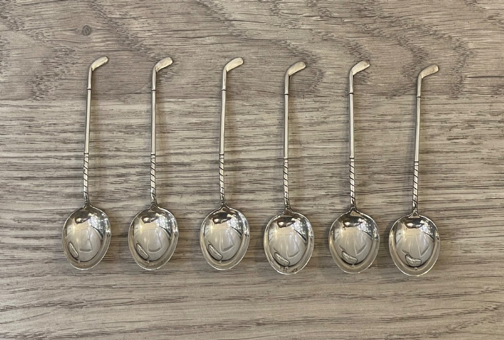 Novelty Set Silver Teaspoons, Golf Clubs, by Levi & Salaman, Birmingham 1922 View III