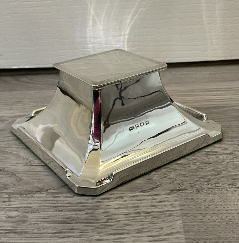 Large Art Deco Square Silver Inkwell, Birmingham 1936 View II