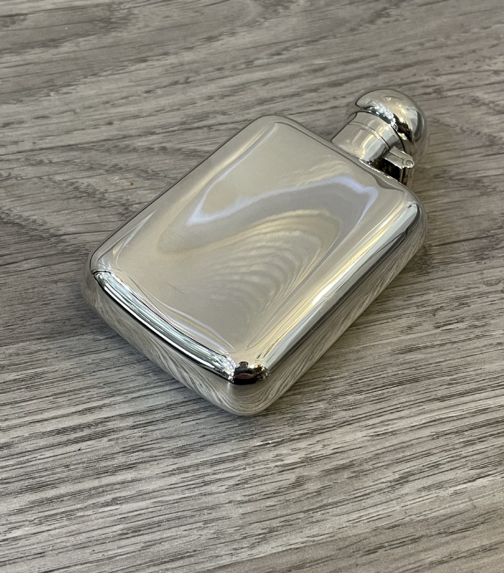 George V Solid Silver Hip Flask, 1924 View II