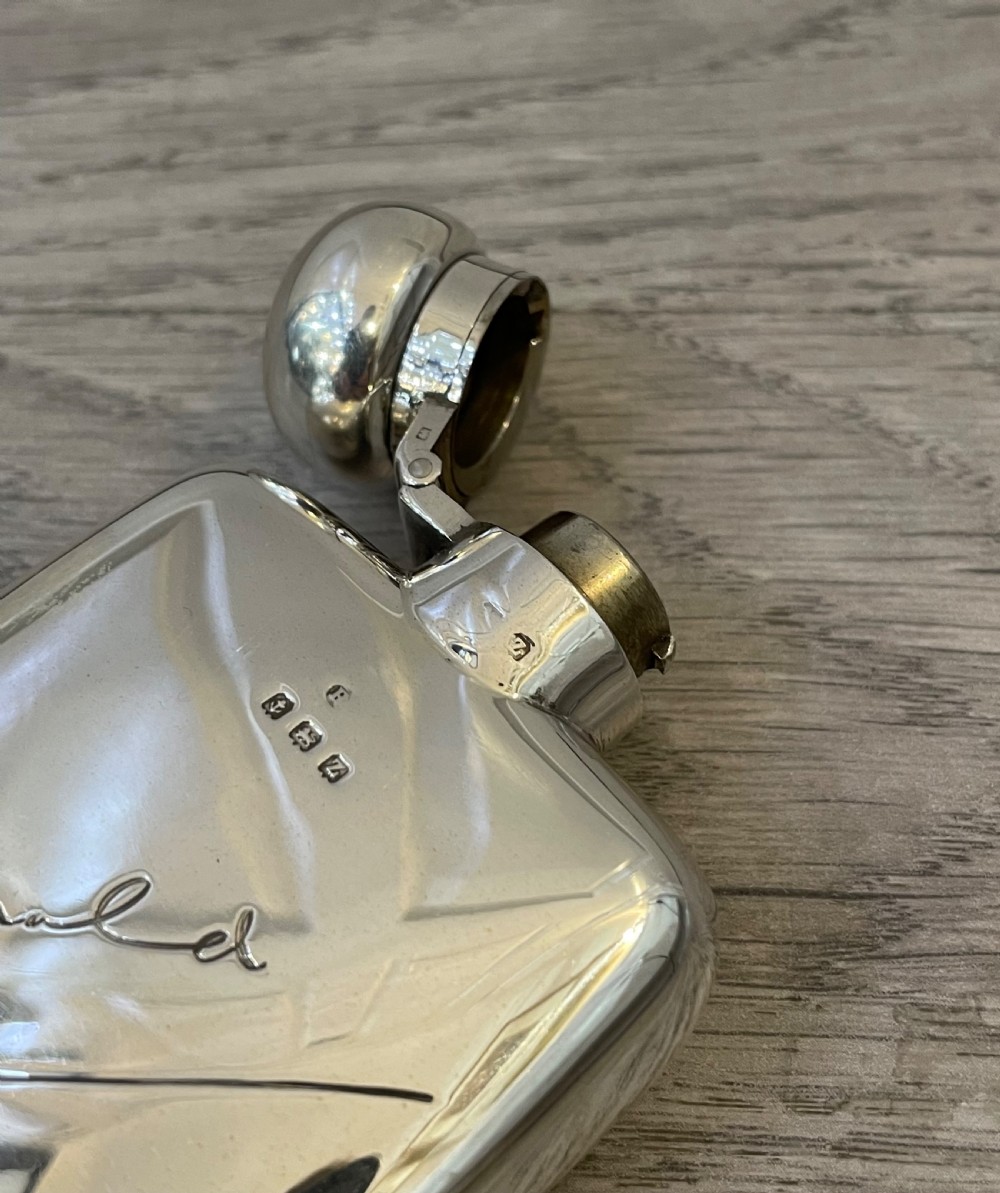 George V Solid Silver Hip Flask, 1924 View III