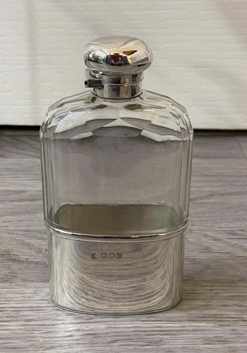 Edwardian Solid Silver Hip Flask By Drew & Sons, London 1907 View II