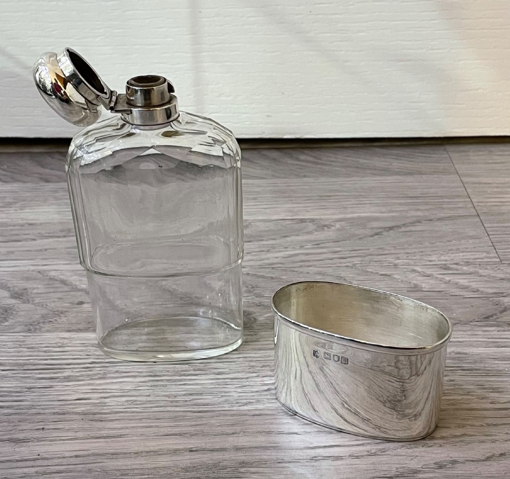 Edwardian Solid Silver Hip Flask By Drew & Sons, London 1907 View III