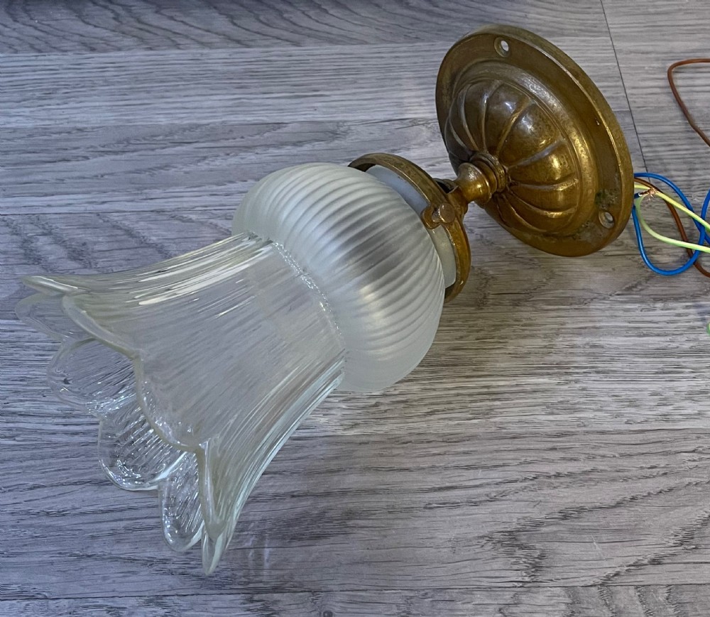 Small Edwardian Brass Hall Porch Light View II