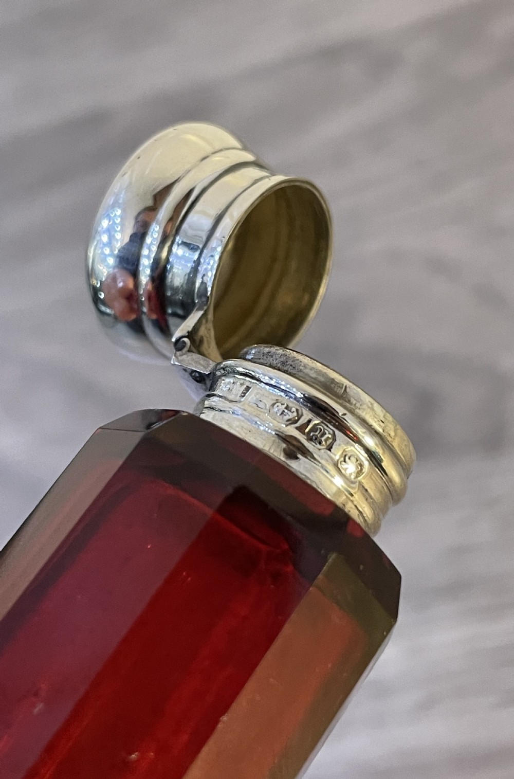 Victorian Ruby Glass & Silver Double Ended Scent Bottle View II