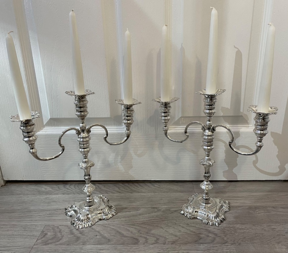 Superb Quality Pair of Cast Solid Silver Candelabra 
