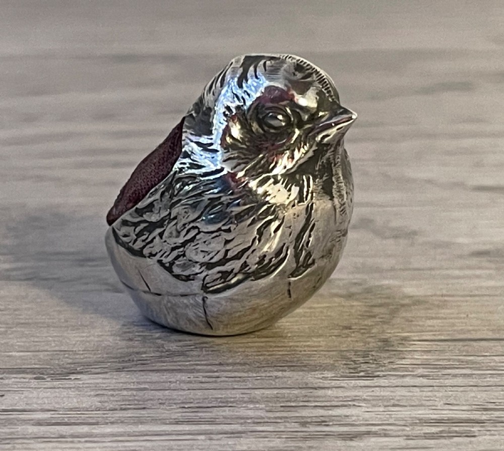 Edwardian Silver Chick Pin Cushion by Sampson Mordan  View II