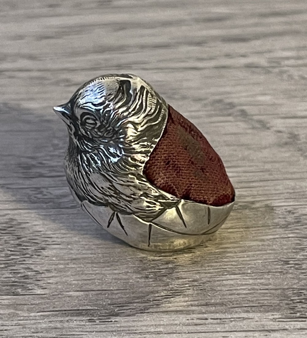 Edwardian Silver Chick Pin Cushion by Sampson Mordan  View IV