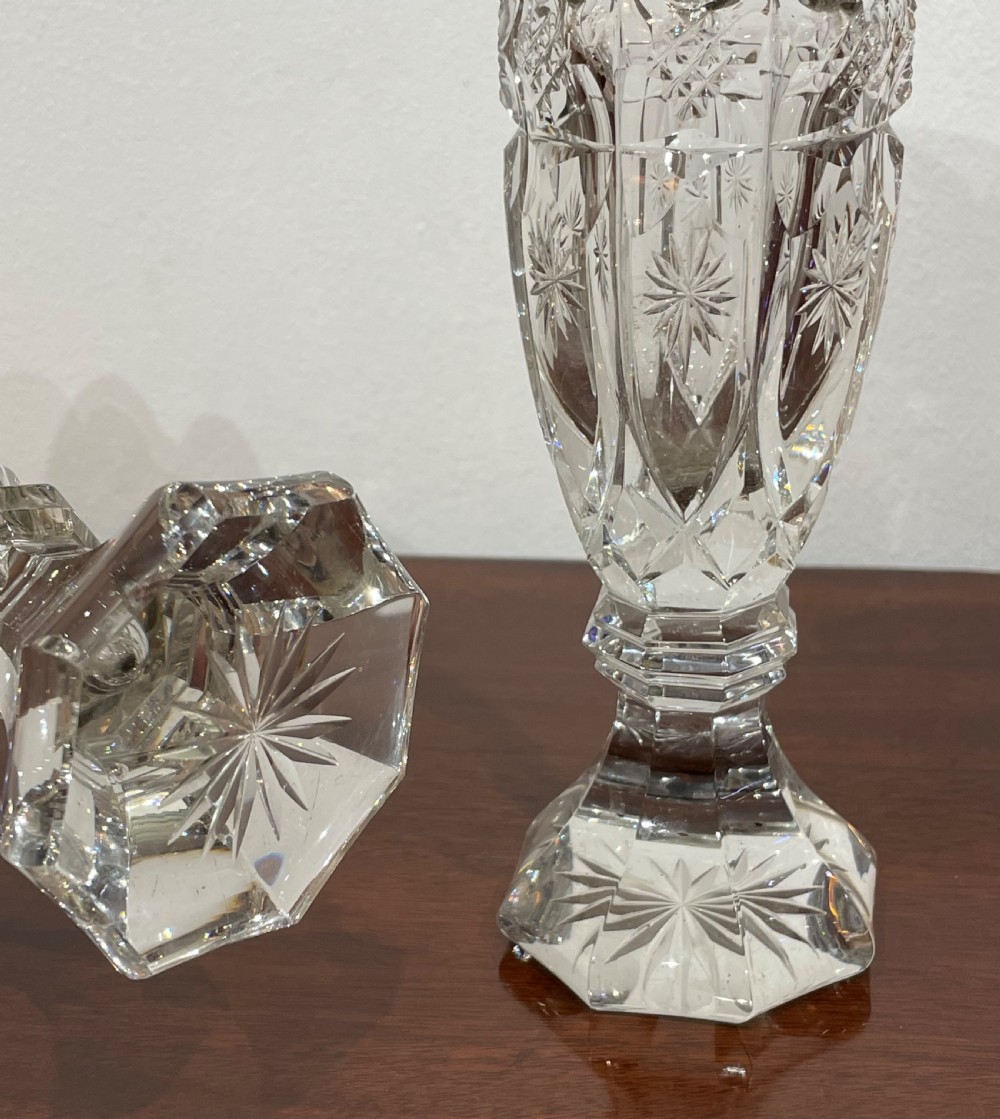 Pair of Edwardian Silver and Cut Glass Vases, hallmarked Chester 1904 View V