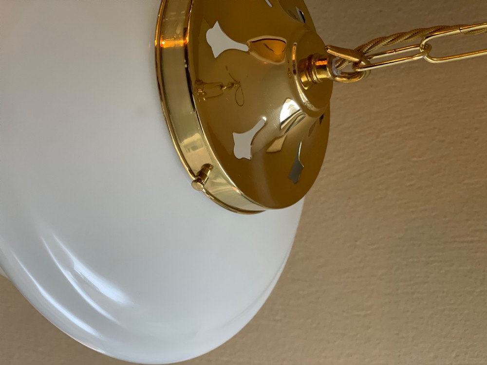 Matched Pair of Art Deco Opaline Light Pendants View VIII