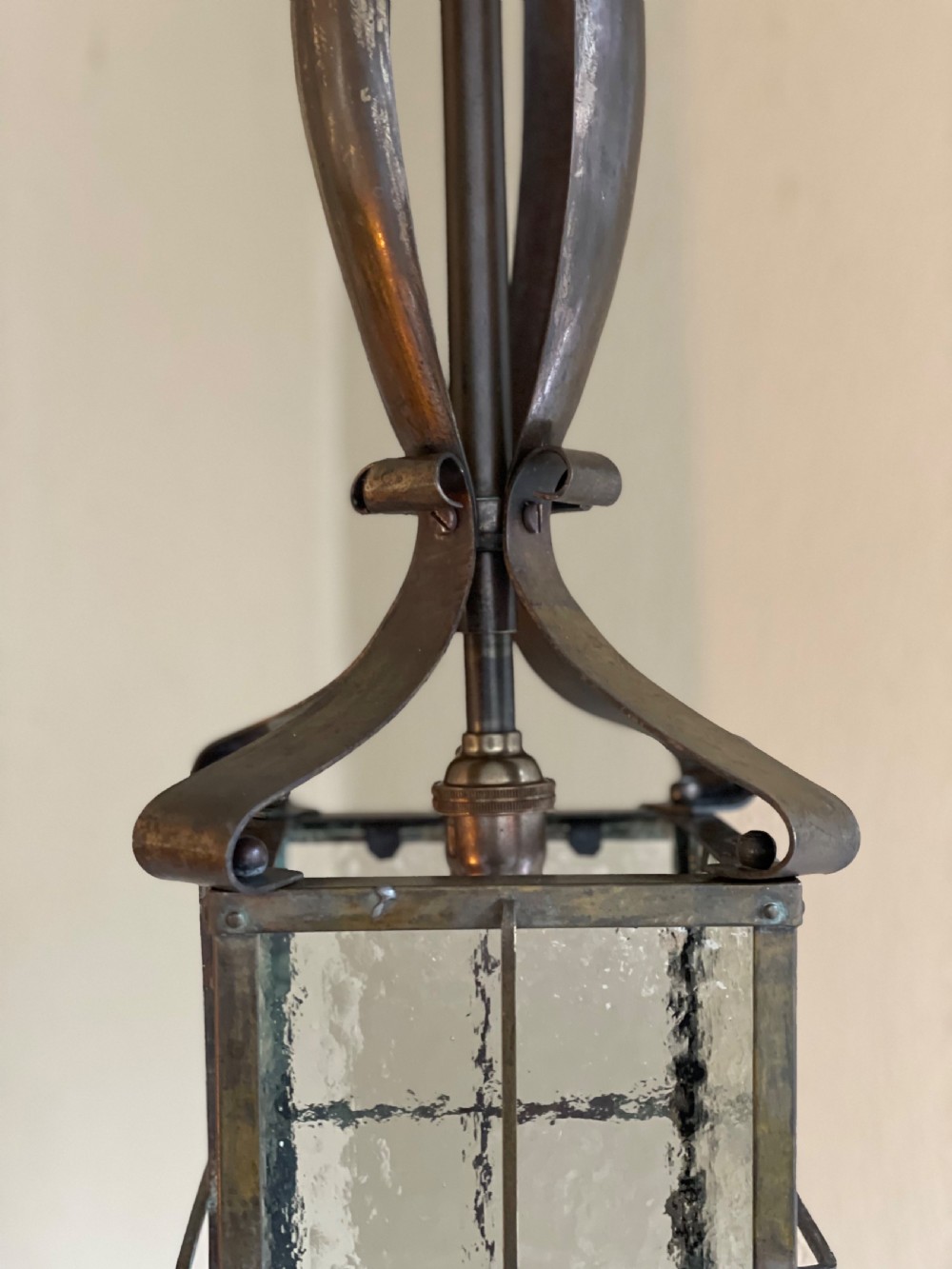 Impressive Arts & Crafts Brass Lantern Light View III