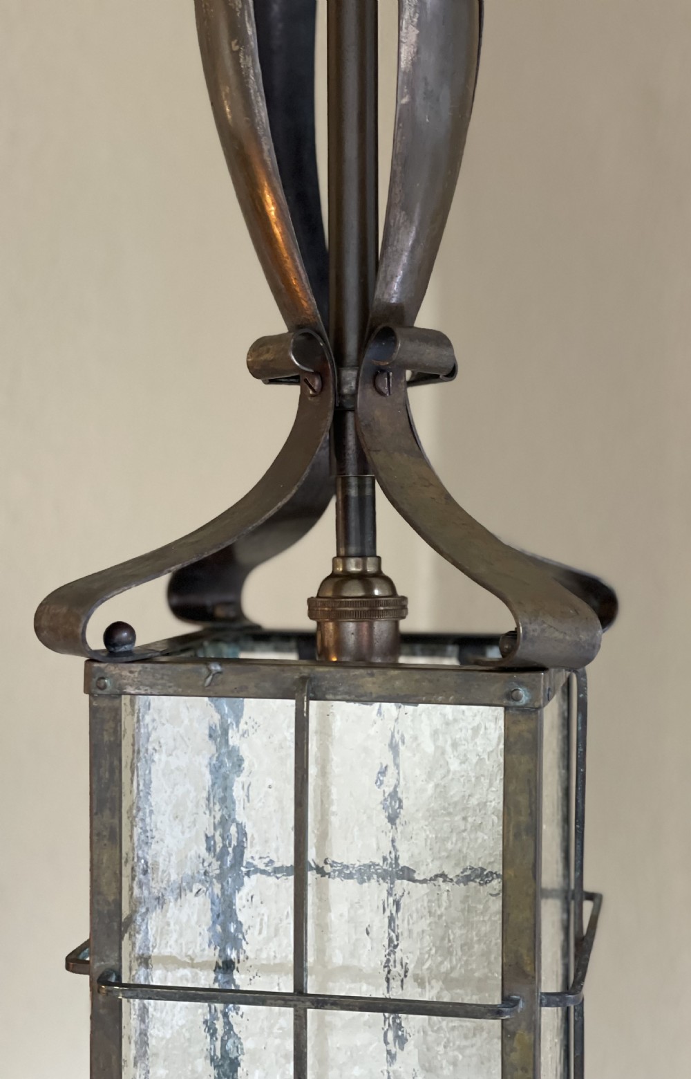 Impressive Arts & Crafts Brass Lantern Light View VII