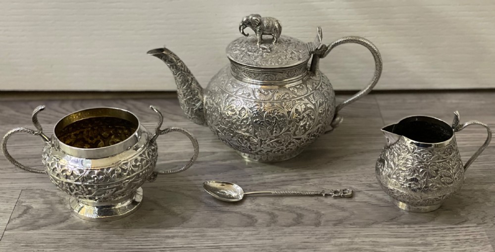 Impressive Indian Silver Three Piece Tea Set