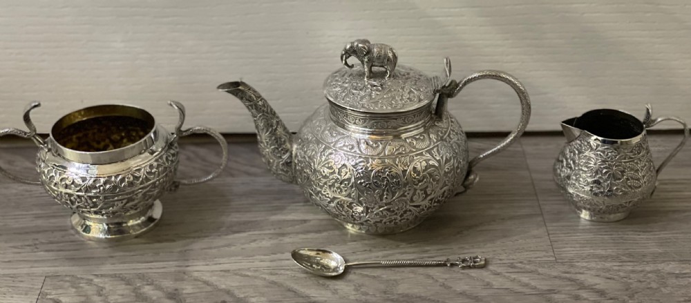 Impressive Indian Silver Three Piece Tea Set View II