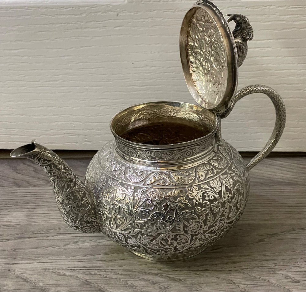 Impressive Indian Silver Three Piece Tea Set View V