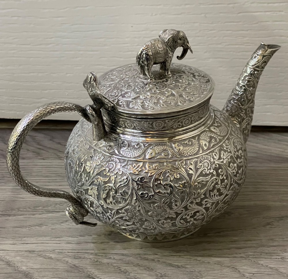 Impressive Indian Silver Three Piece Tea Set View VIII
