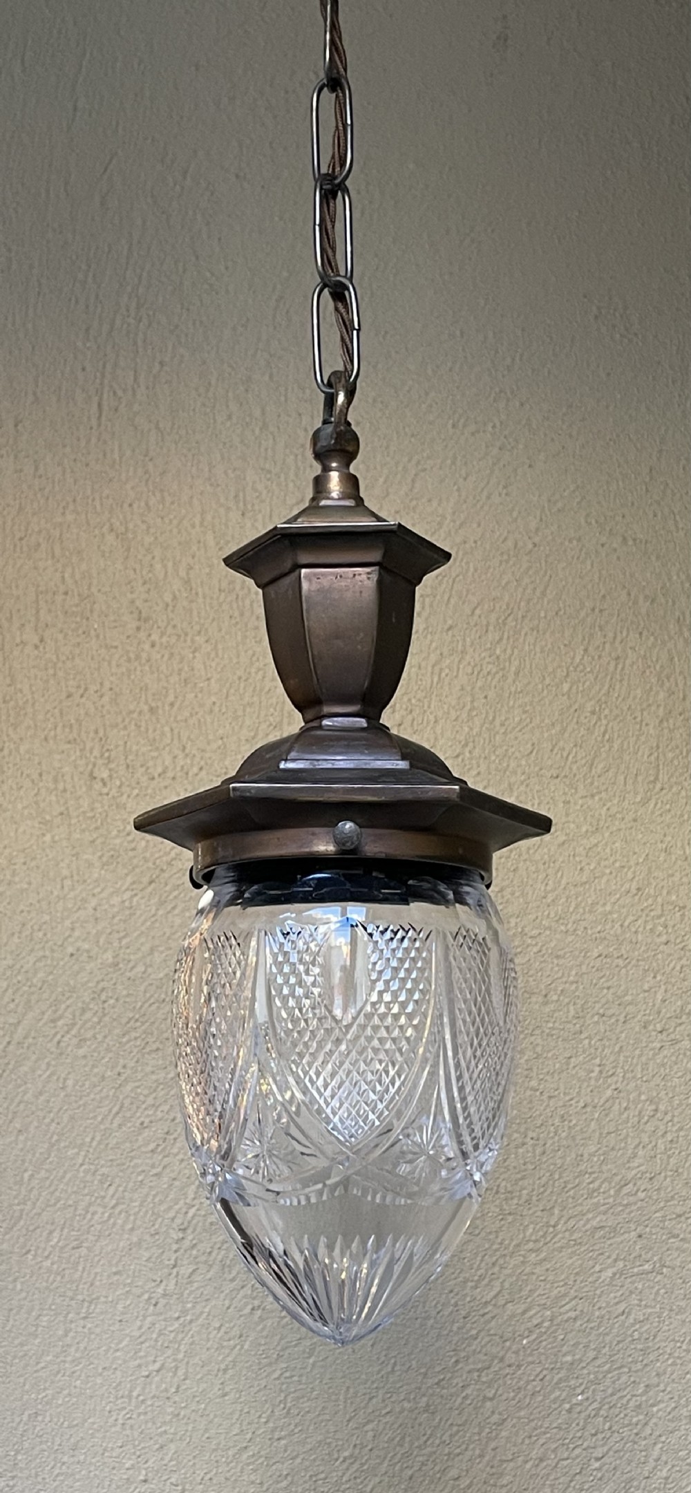 Edwardian Period Cut Glass Light Pendant Lantern