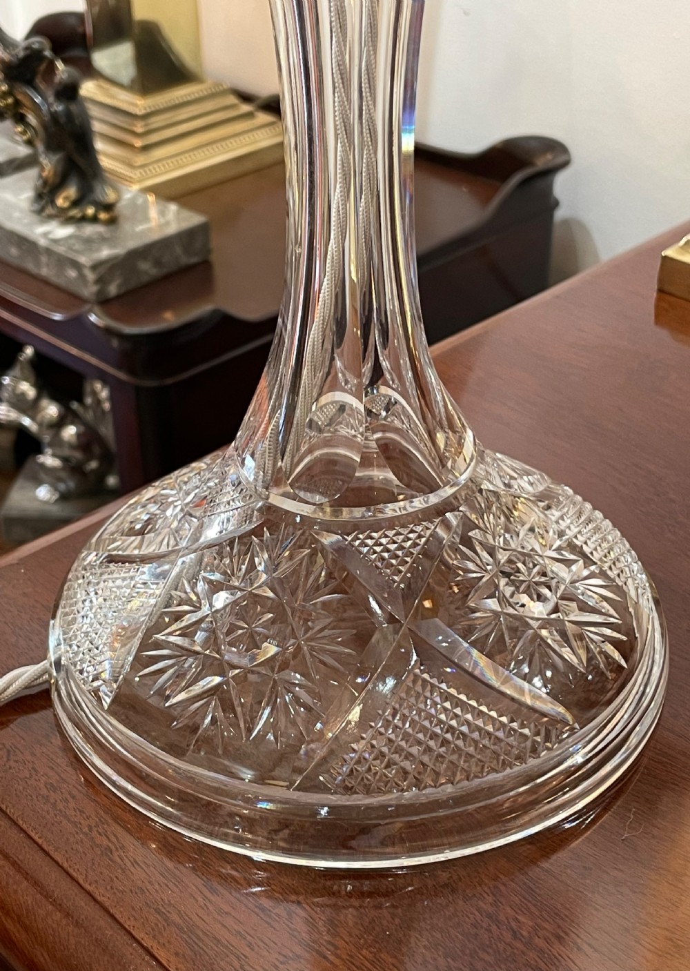 1930s Cut Glass Table Lamp by Webb View IV