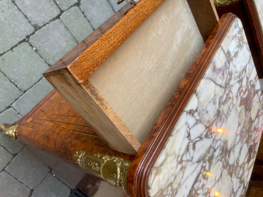 Pair of French Burr Walnut Bedside Tables View V