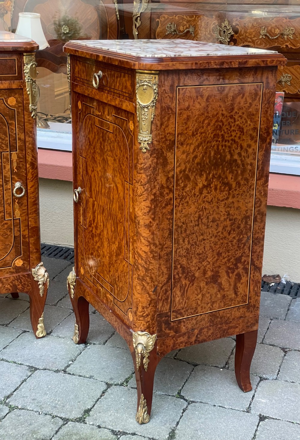 Pair of French Burr Walnut Bedside Tables View X