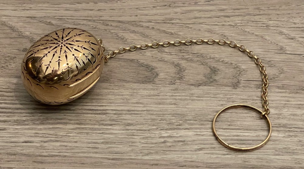 Victorian Silver Gilt Tea Infuser, 1861