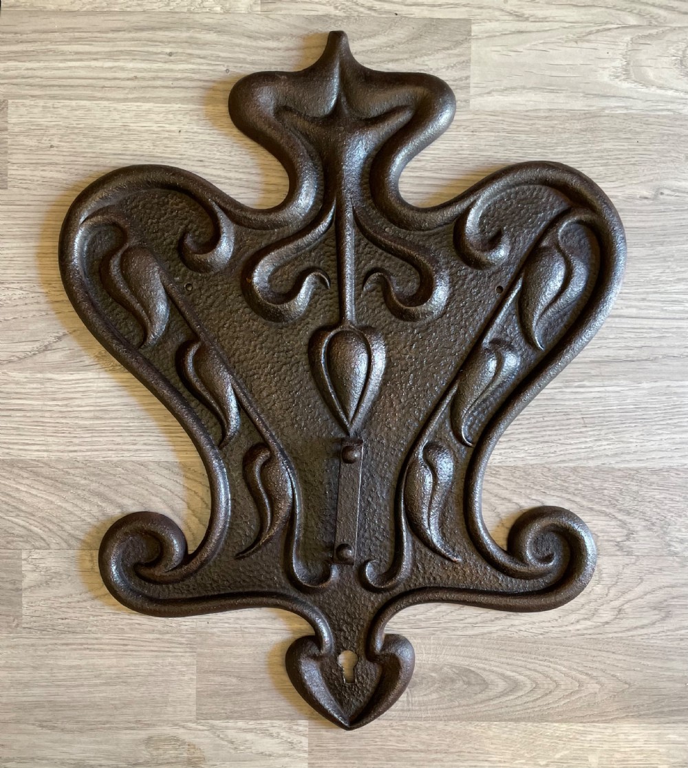 Rare Very Large Art Nouveau Cast Iron Safe Escutcheon Key Plate View II