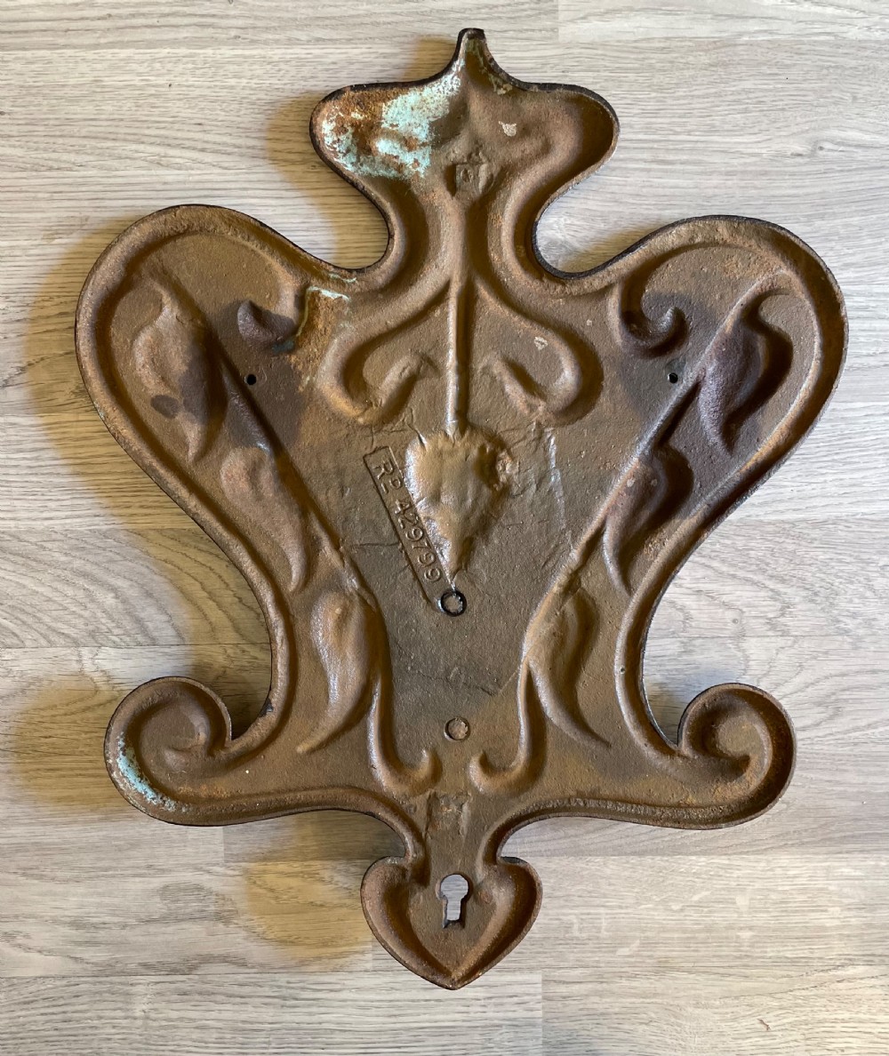 Rare Very Large Art Nouveau Cast Iron Safe Escutcheon Key Plate View III