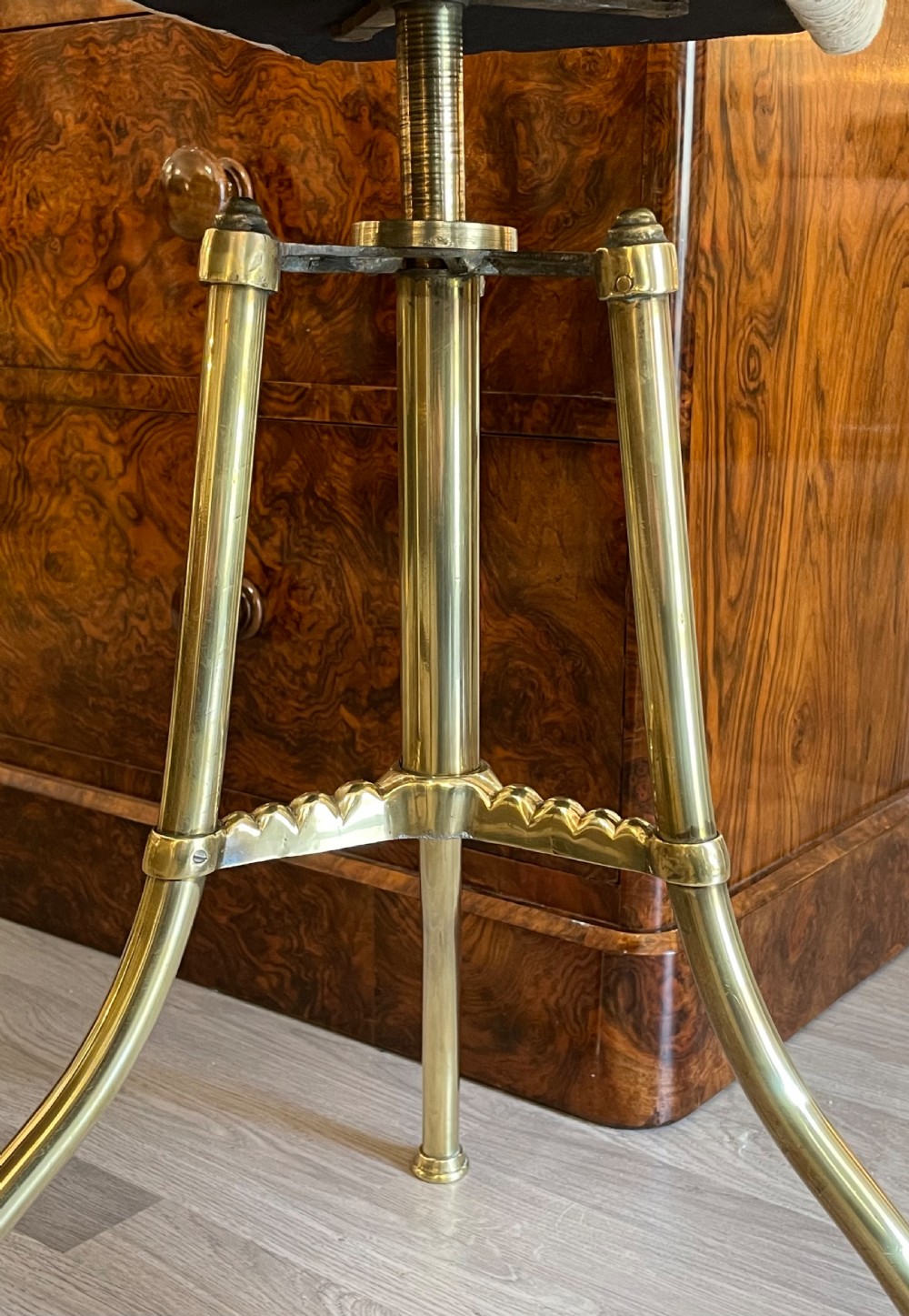Late Victorian Brass Music Cello Stool View II