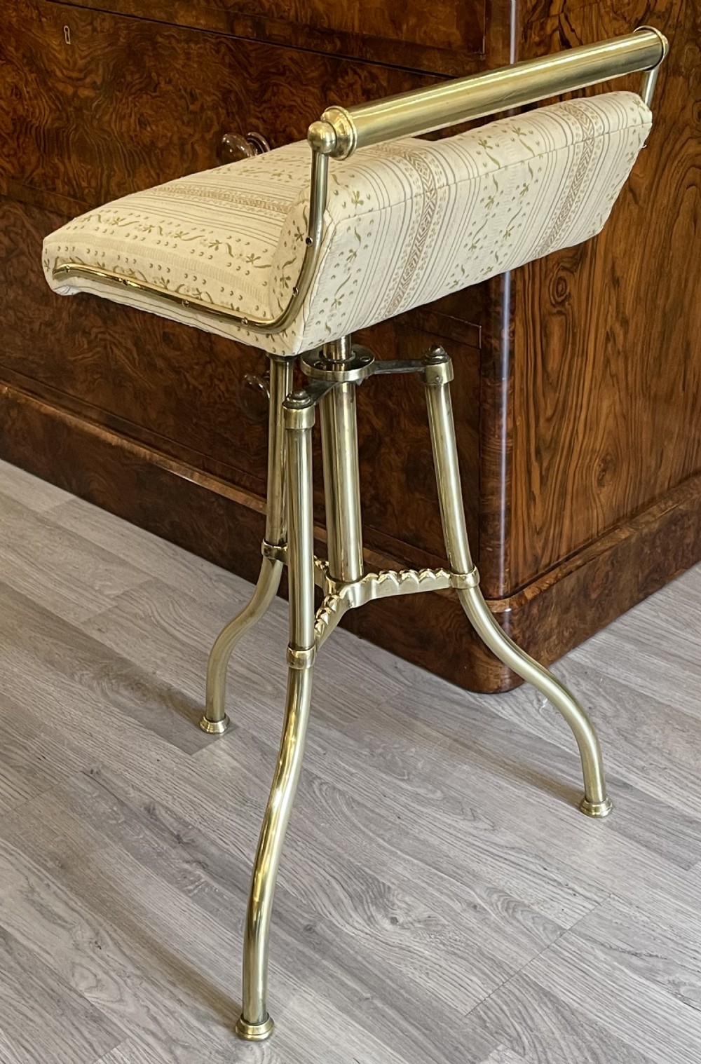 Late Victorian Brass Music Cello Stool View III